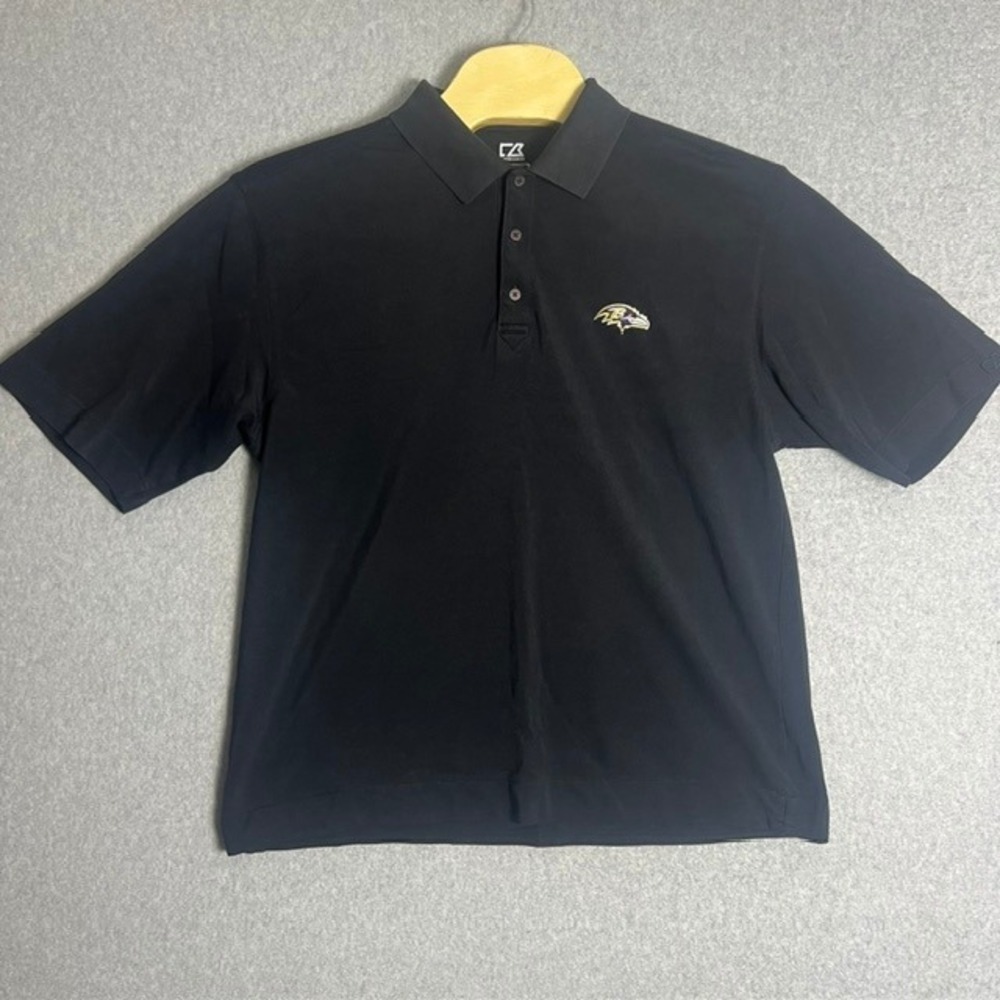 Cutter & Buck Men's Black Ravens Polo Shirt Moisture Wicking‎ Breathable Size XL